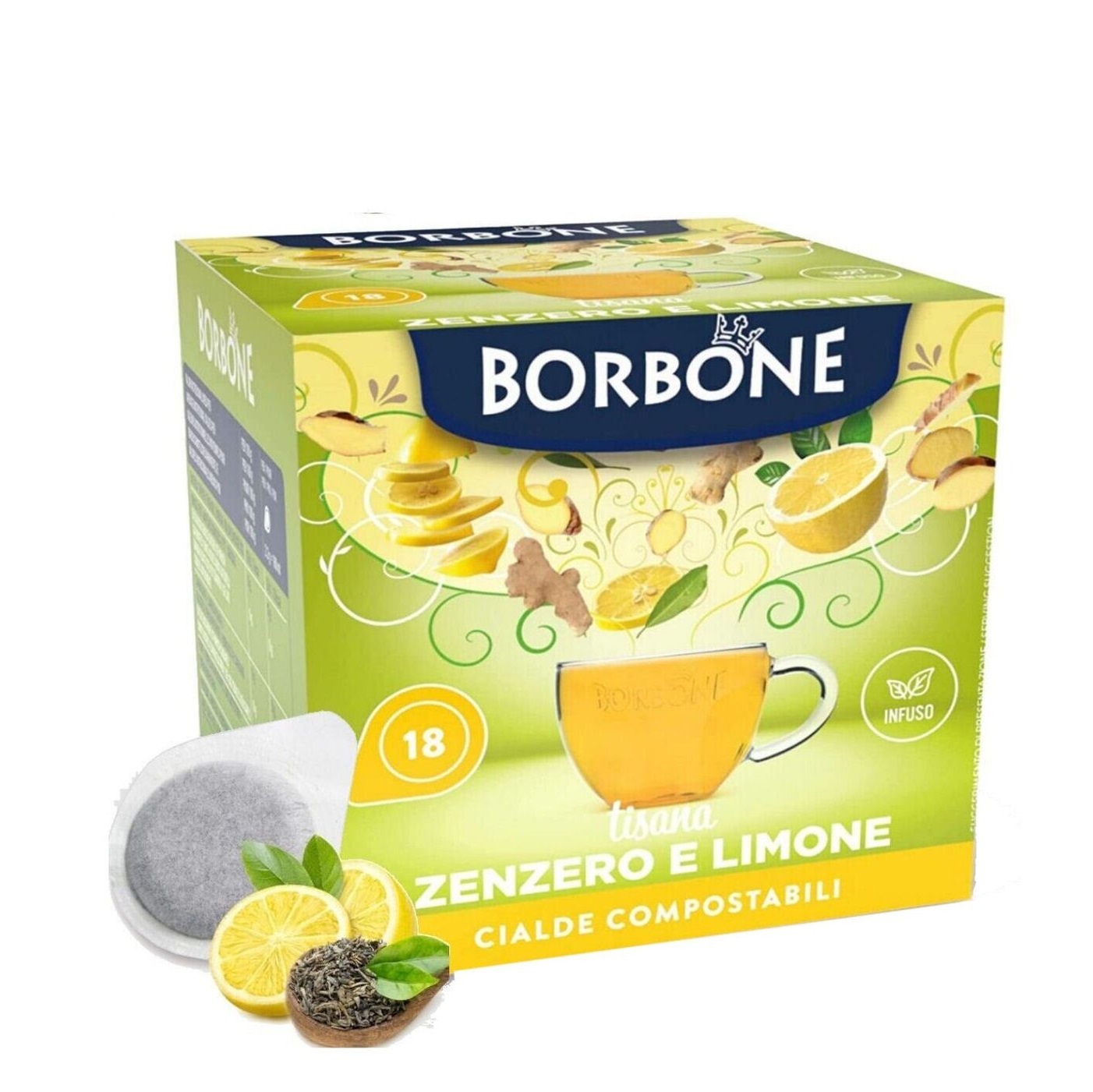 Borbone ceai ghimbir si lamaie monodoze ESE 18 buc