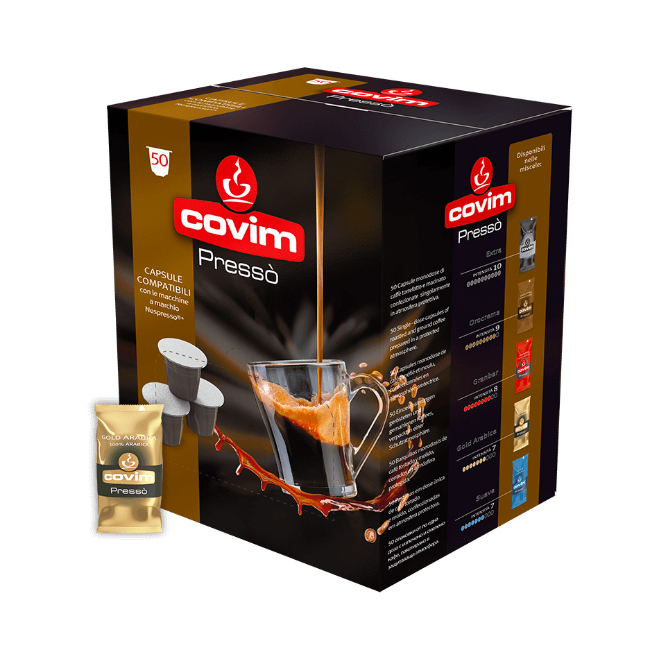 covim presso gold arabica capsule compatibile nespresso 50 buc Capsule Cafea Covim