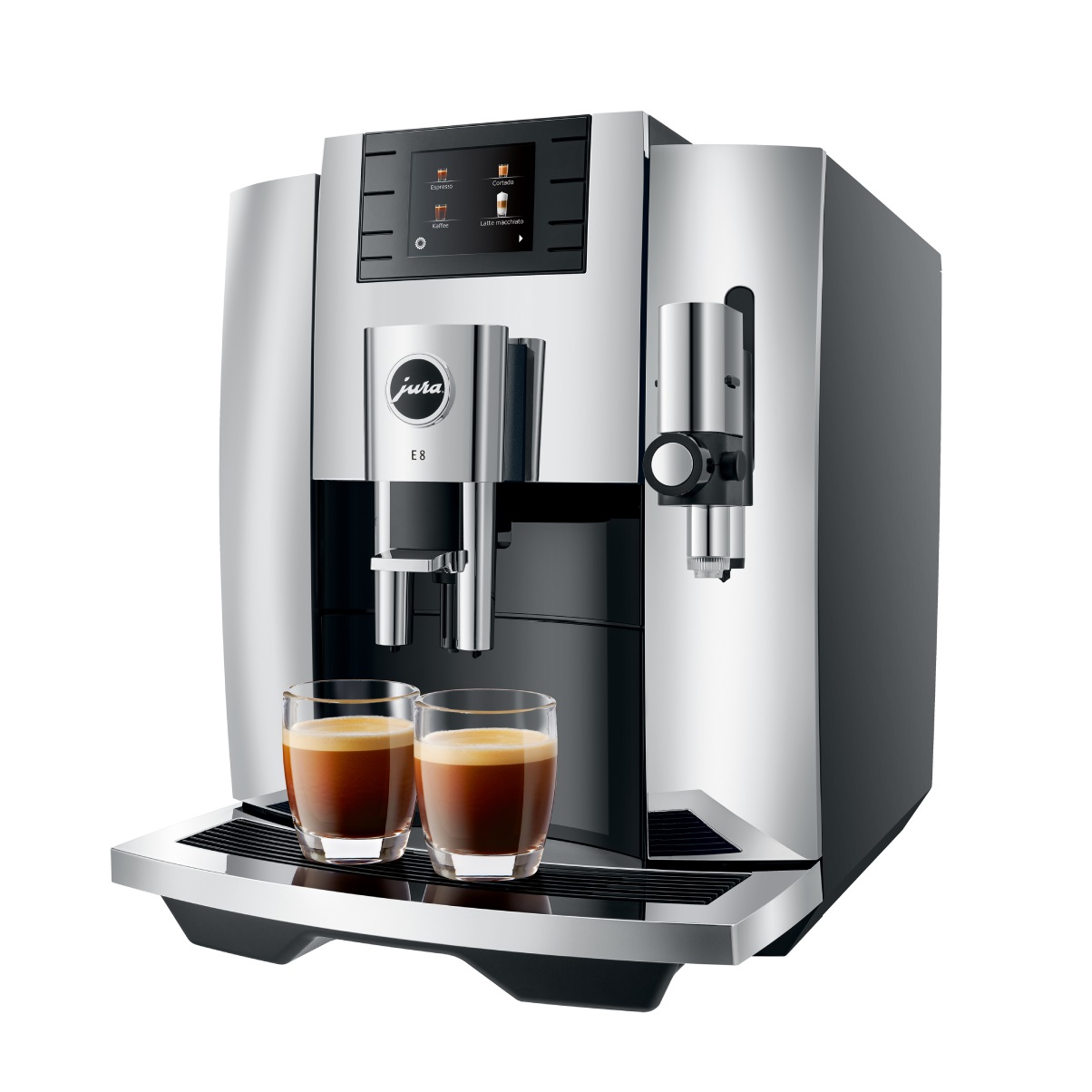 Espressor jura e8 proffesional aroma chrom, 1.9 l, 280g, 17 specialitati one touch, afisaj touch+ cadou cafea