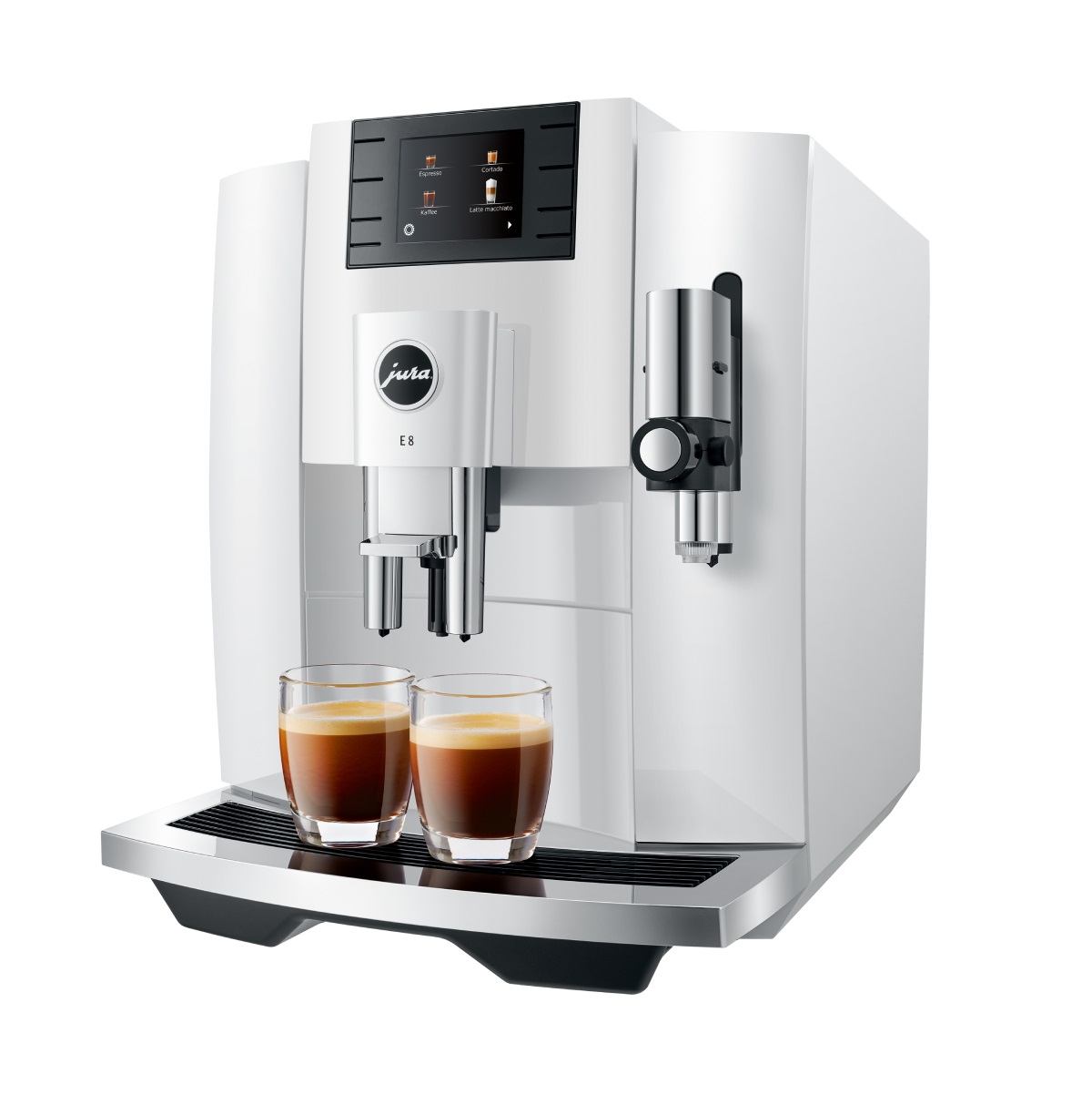 Espressor jura e8 proffesional aroma piano white, 1.9 l, 280g, 17 specialitati one touch, afisaj touch+ cadou cafea