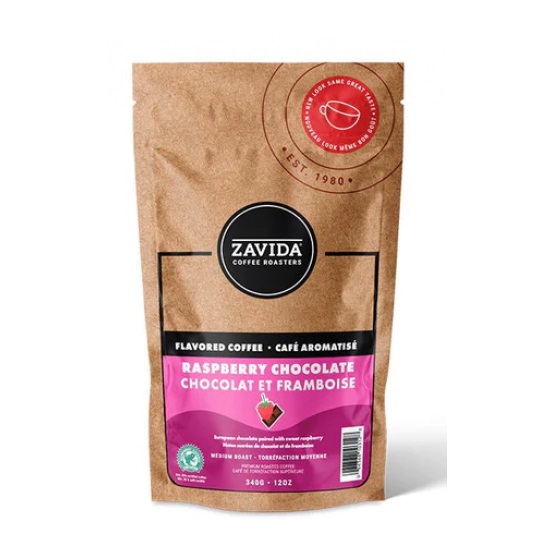 Zavida Raspberry Chocolate cafea boabe cu aroma de zmeura si ciocolata 340g